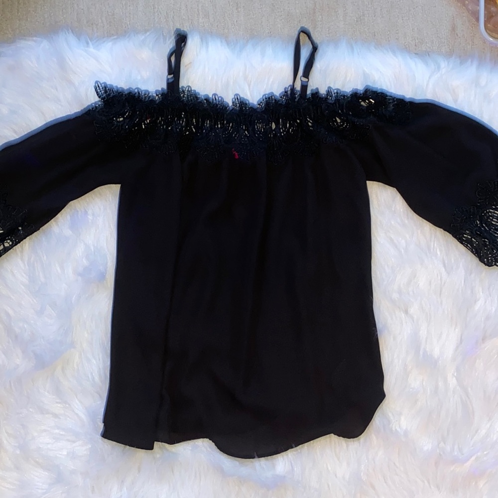 black laced off the shoulder shirt